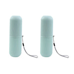 boîte brosse dents gris rose blanc rayures verticales moderne minimaliste respectueux environnement cordelette voyage