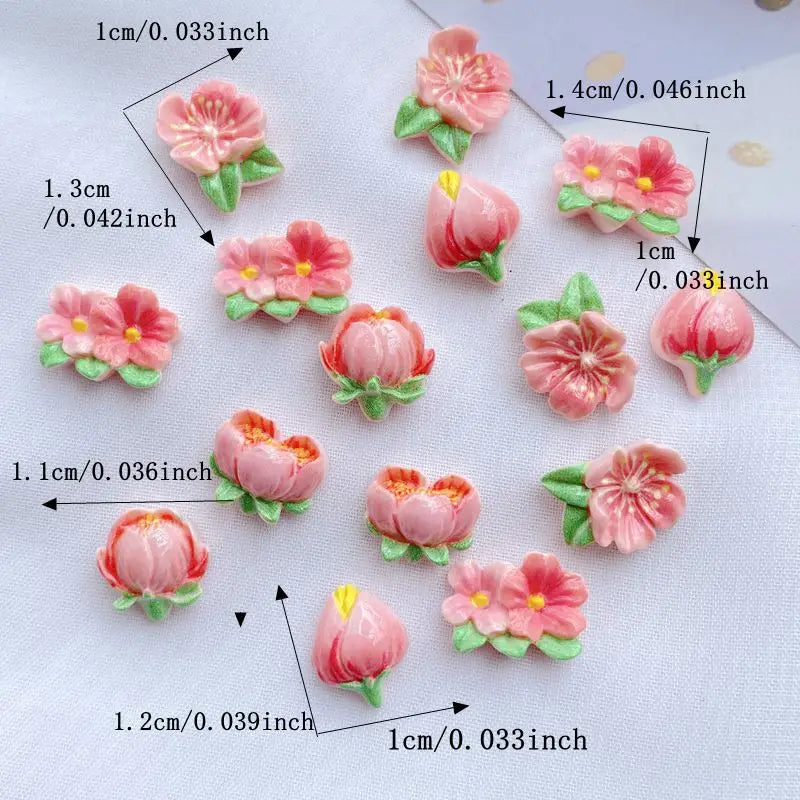 bijoux fantaisie fleurs artificielles rose clair vert décoration ongles 3d bricolage set