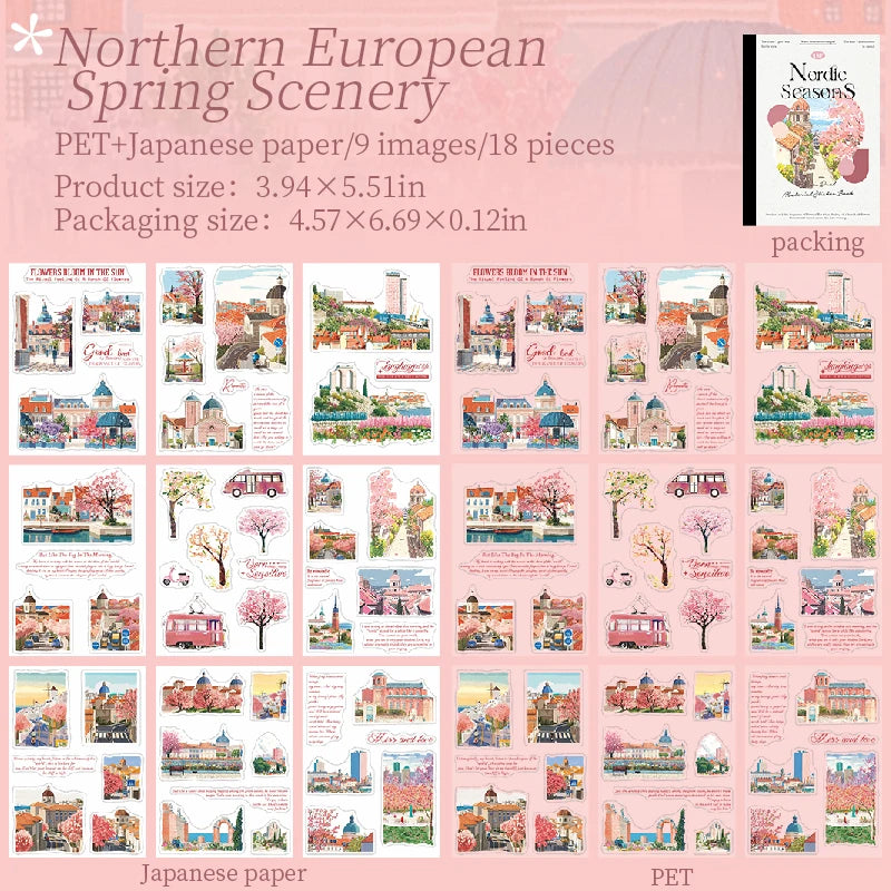 sticker paysagiste saisonnier scrapbooking stickers autocollants livres stickers paysages naturenels illustrations paysages urbains