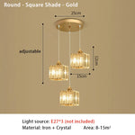 suspension lumineuse moderne élégante dorée strass ajouré transparent e27 cristal lumière intérieure
