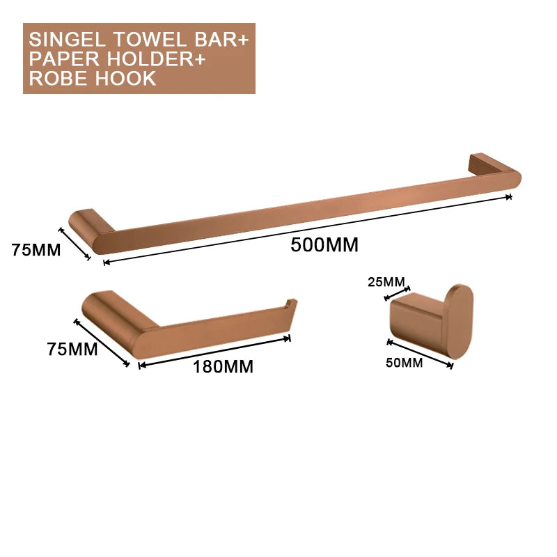 ensemble accessoires salle bain moderne or rose porte serviette savon gobelet mural