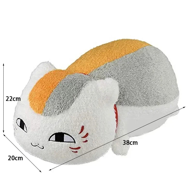 oreiller peluche chaton sourire blanc orange gris rose yeux fermés cartoon mignon joues rouges