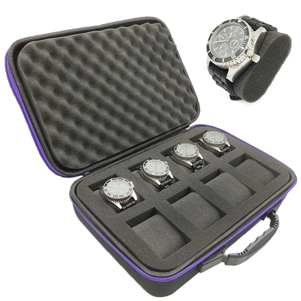 boîte montres noir texturée support moderne 10 15 18 fentes