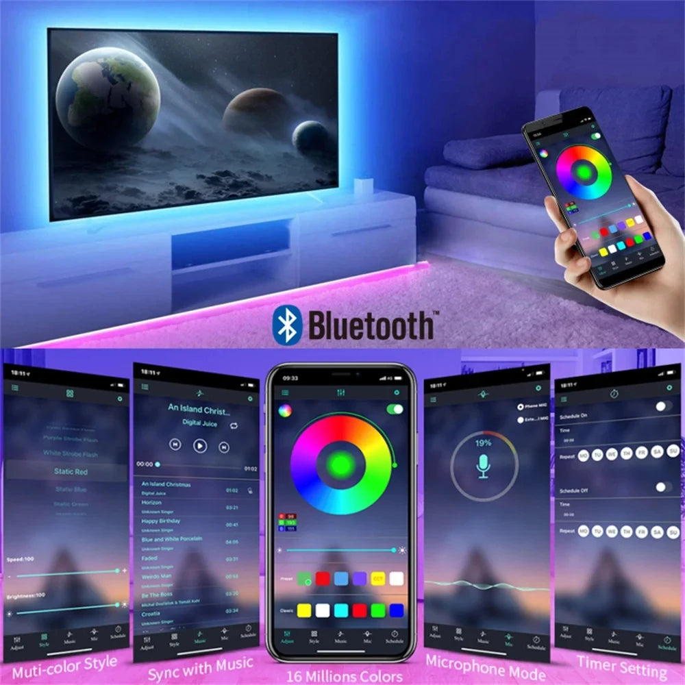Ruban LED TV RGB Bluetooth USB 5V - Contrôle via smartphone