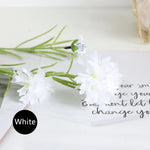 bouquet fleurs artificielles soie bleu blanc violet vert intérieur décoration champêtre minimaliste festive mariage