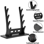 support épées bois moderne minimaliste noir brun clair katana sabres rack display salon