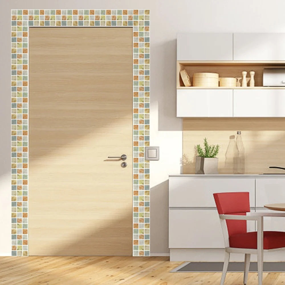 Détail autocollant mural mosaïque jaune clair 10x10cm