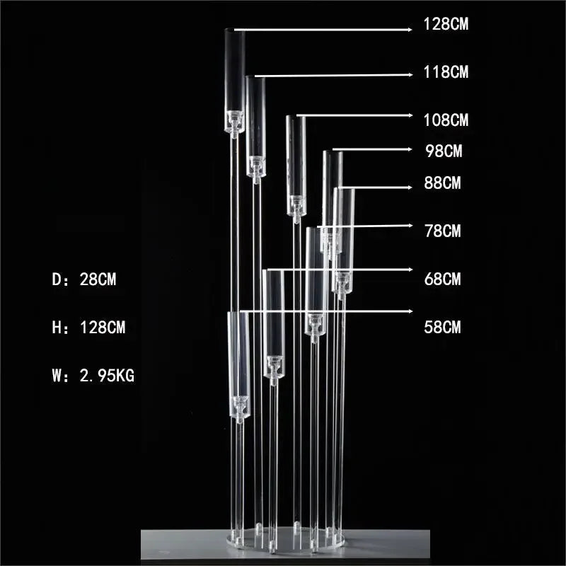 support bougies moderne transparent 98cm hauteur mariage led chandelles sac transport couteau précision