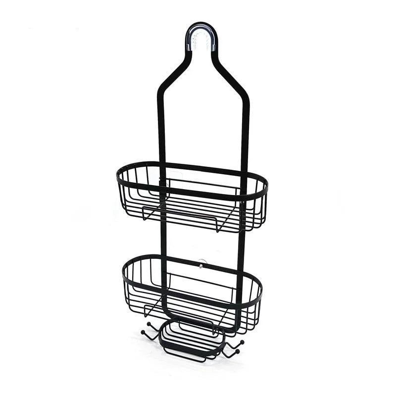 étagère douche trois niveaux noir contemporain clips métal réutilisable sans perçage