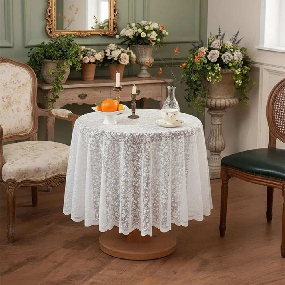 nappe table dentelle blanche fleur classique réception mariage pâques opacité réutilisable festive