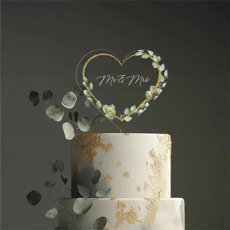 décoration gâteau transparente fleurs vertes happy birthday clips anniversaire mariage baptême événement