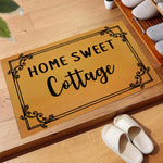 tapis d'entrée orange lettres noires motif floral résistant antidérapant intérieur extérieur