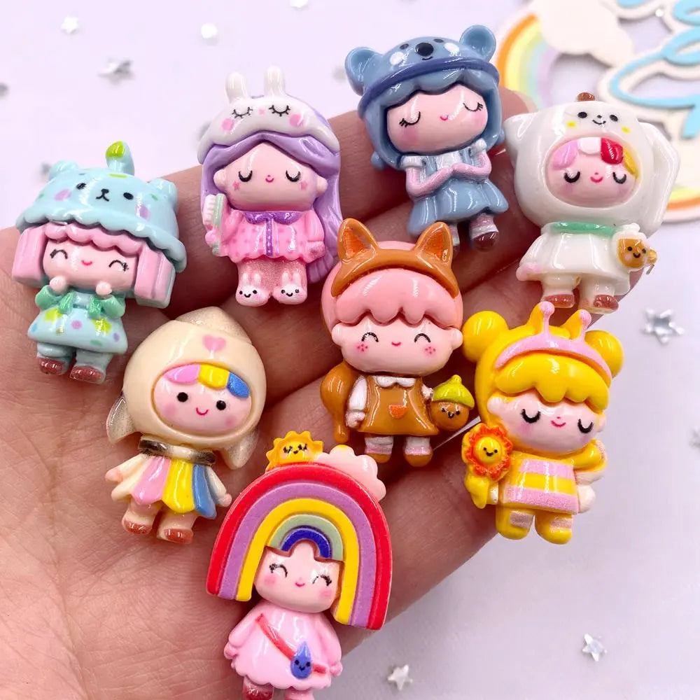 figurines animées colorées cartoon personnages accessoires coronnes chapeaux sacs ornement scrapbooking bricolage