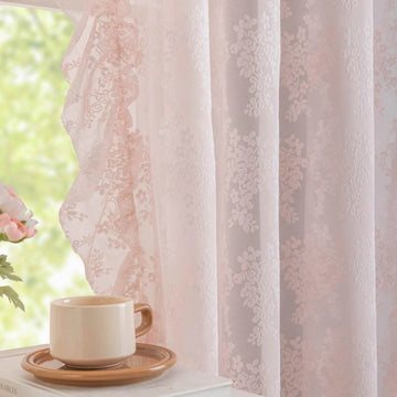 rideau transparent fleuri dentelle rose vintage romantique maison