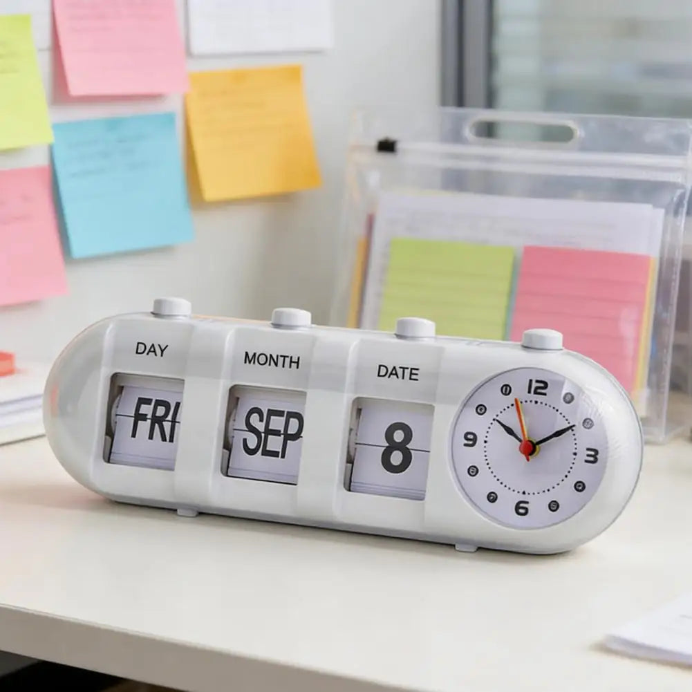 horloge calendrier rotatif blanc moderne minimaliste jours mois date numérique