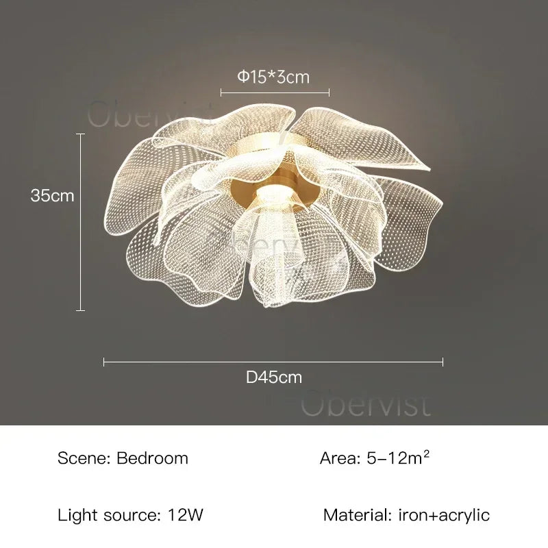 plafonnier led doré floral moderne lumière dimmable blanc beige