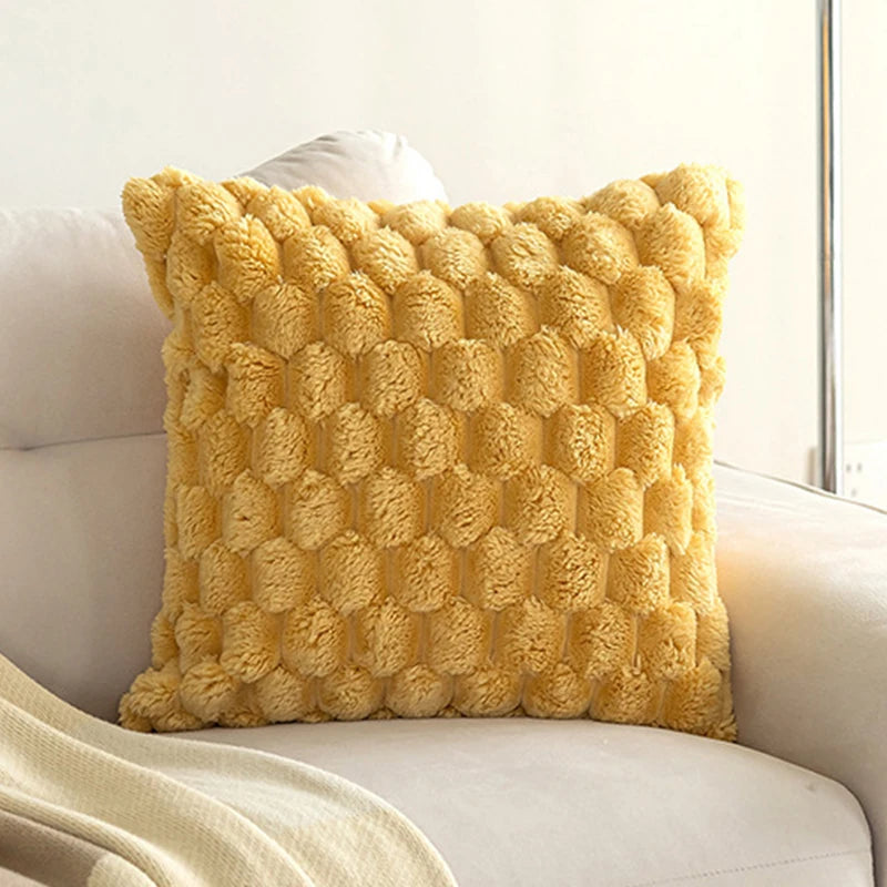 housse coussin hiver super douce peluche 100 polyester blanc beige rose verte moderne 45x45cm