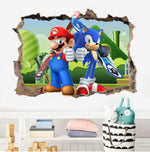 stickers muraux 3d super mario personnages cartoon bleu rouge vert jaune