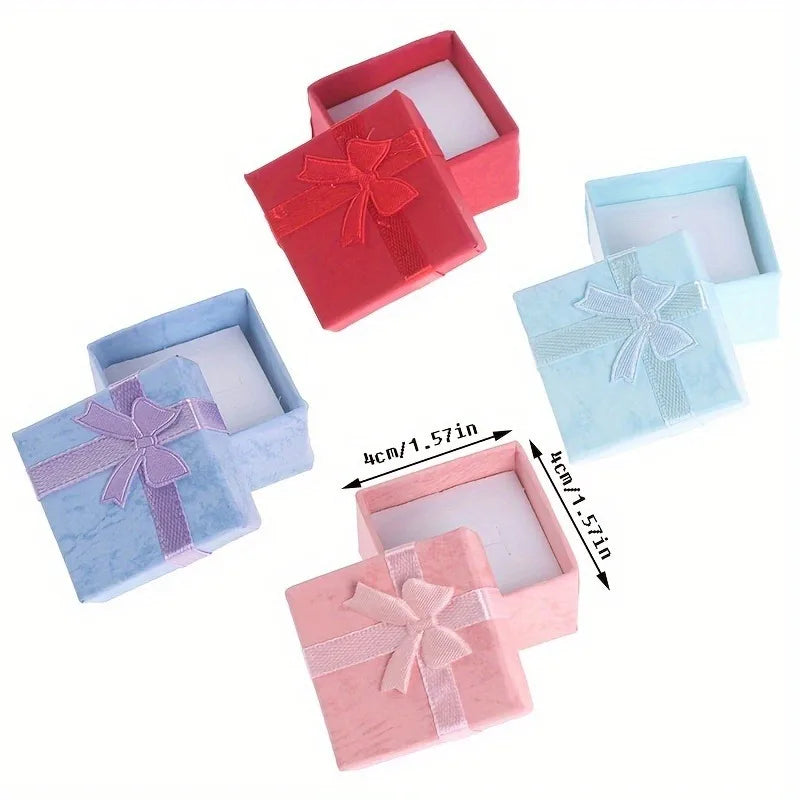 boîtes rangement bijoux papier mat couleur aléatoire classique opaques noeuds set six pièces