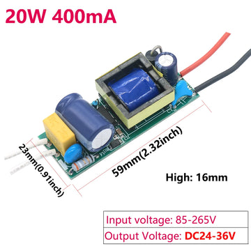 transformateur électrique led 20w 36w ac85 265v 400ma 500ma 600ma circuits imprimés condensateurs bobines