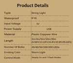 guirlande lumineuse led dorée blanc moderne 10m 20m adaptateur usb decoration noel mariage
