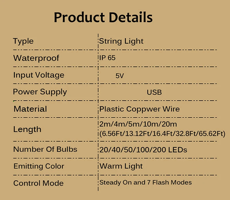 guirlande lumineuse led dorée blanc moderne 10m 20m adaptateur usb decoration noel mariage