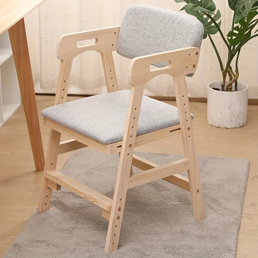 chaise moderne bois tissu gris clair réglable facile nettoyer coussin