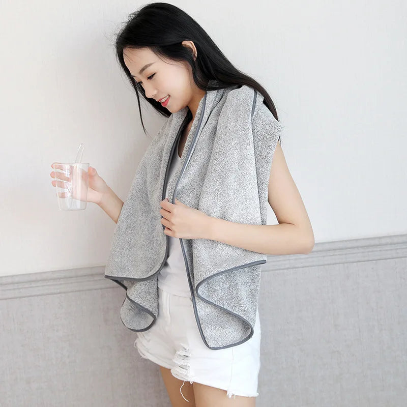 serviette bain fibre bambou rayures noires gris clair séchage rapide adultes moderne MACHINE