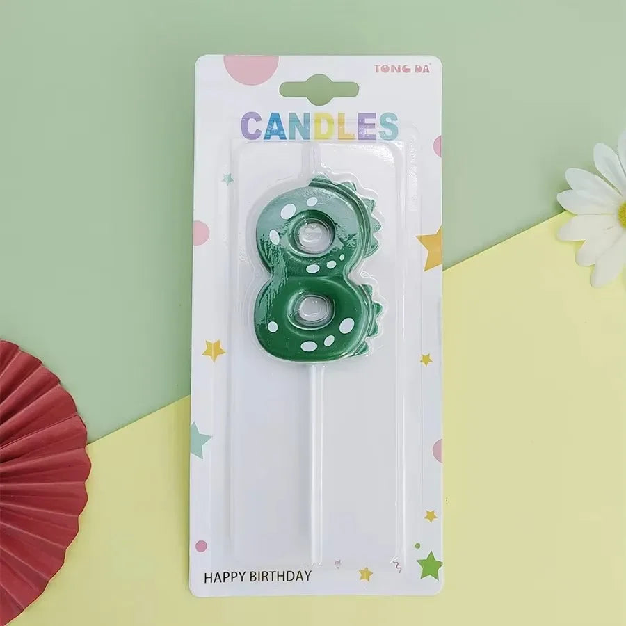 bougies chiffres vert dents crocodile sans flamme anniversaire décoration tringle numéros