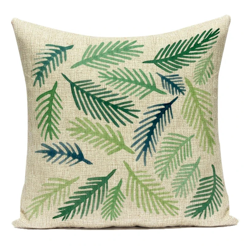 coussins carrés modernes motifs géométriques feuilles vertes tropicales couverture polyester coton