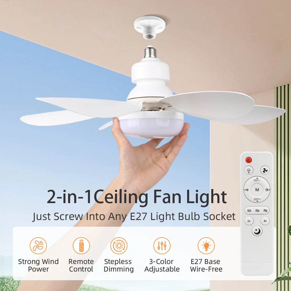 ventilateur plafonnier moderne éclairage led télécommande réglable blanc argenté minimaliste