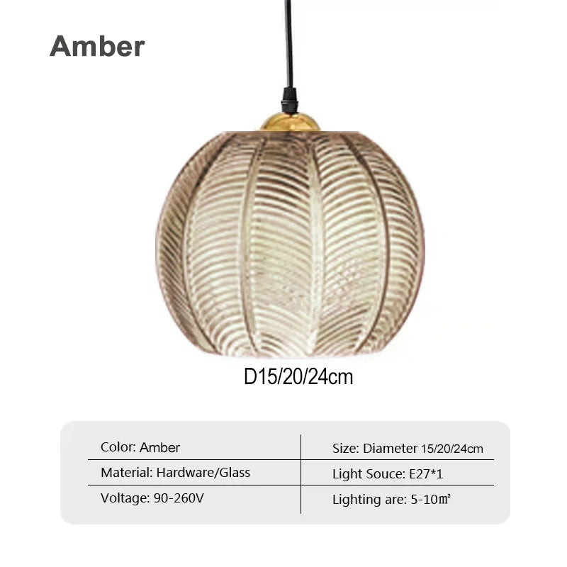 Suspension lumineuse moderne vert clair rayures verticales 15cm 20cm 24cm