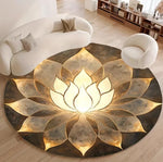tapis rond moderne boho multicolore géométrique salon chambre doré bleu noir fleur mandala adhésif
