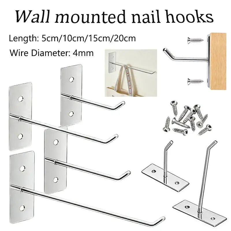 crochets muraux argentés vis fixations modernes outils marteau pince multifonctionnels 5cm 10cm 15cm 20cm