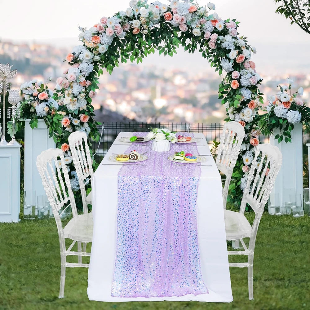 nappe table paillette scintillante sirène fête anniversaire baby shower violet rose festive