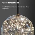 Suspension lumineuse moderne boules verre transparentes intérieur doré élégante plafonnier LED chambre restaurant