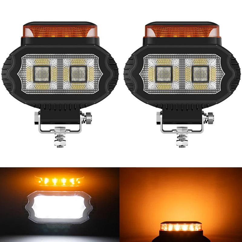 lampe travail led noir orange moderne tout terrain ip67 1800lm 12v 24v vis fixations