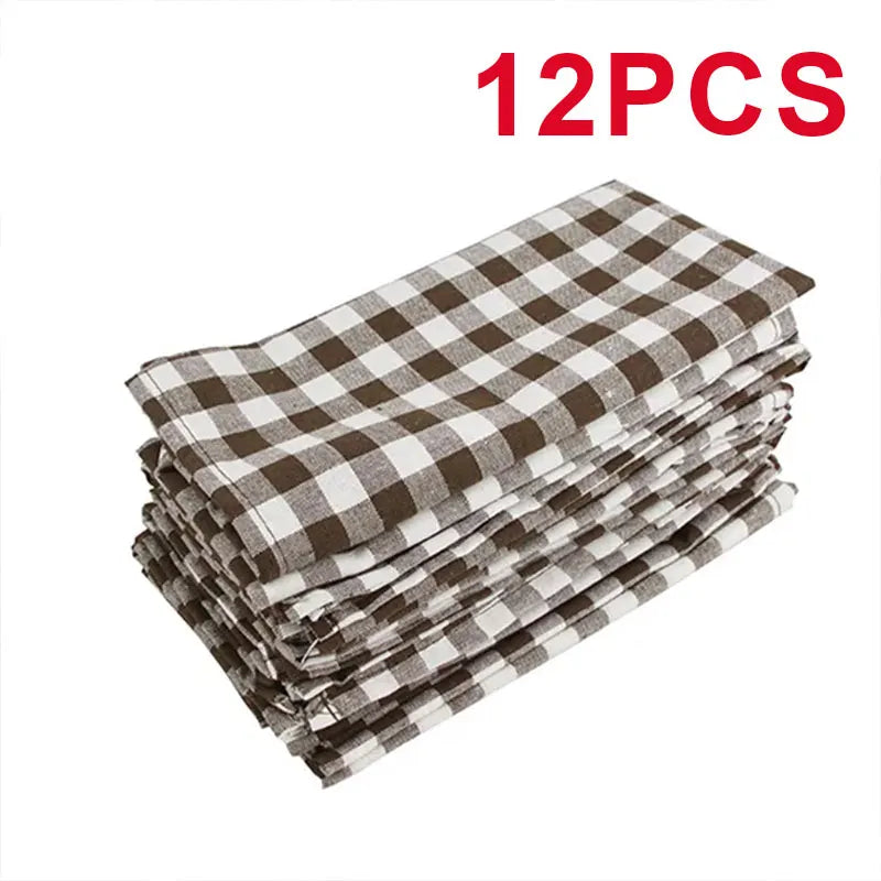 serviettes table orange blanches carreaux classiques pack 12 24 cm45cm