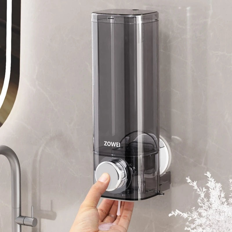 distributeur savon liquide adhésif transparent noir facile moderne minimaliste salle bain cuisine