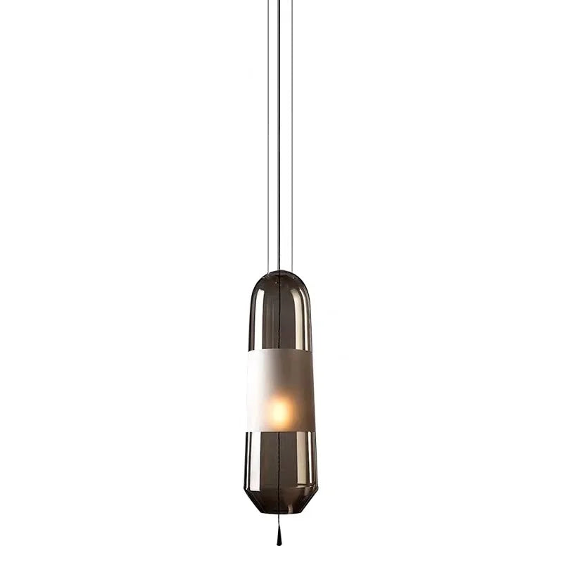 lampes suspendues modernes minimalistes gris fumé ambre transparent éclairage salon chambre étude