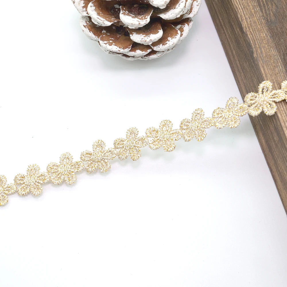 ruban dentelle fleurs nœuds beige clair décoratif polyester soluble eau tricot bricolage partenaire longueur