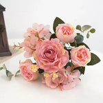 bouquet fleurs artificielles soie roses hortensias pivoines décoration mariage anniversaire intérieur moderne élégant