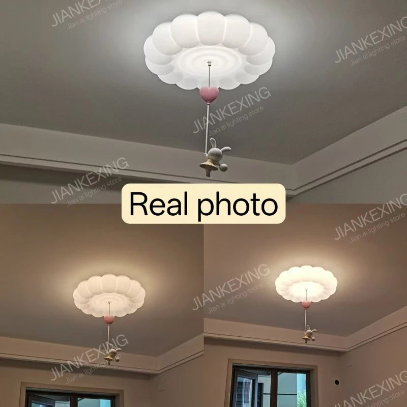 lampe moderne blanche nuages lapin ballon chambre enfants lumière led