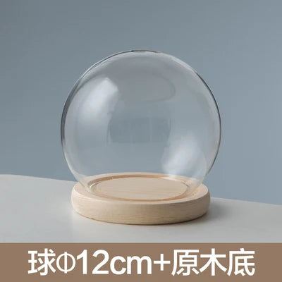 boule verre transparent socle bois décoration d'intérieur moderne objet d'exposition moderne