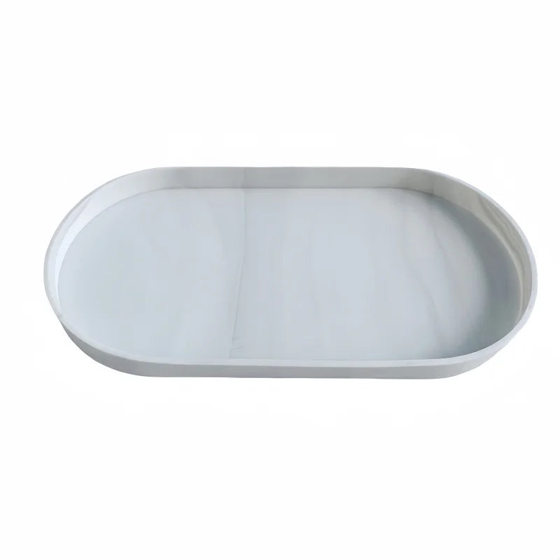 plateau ovale silicone blanc noir rangement cosmétiques bijoux moderne minimaliste