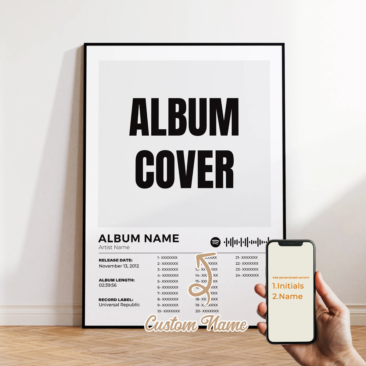 cadre mural album musical personnalisé motif licorne géométrique moderne minimaliste