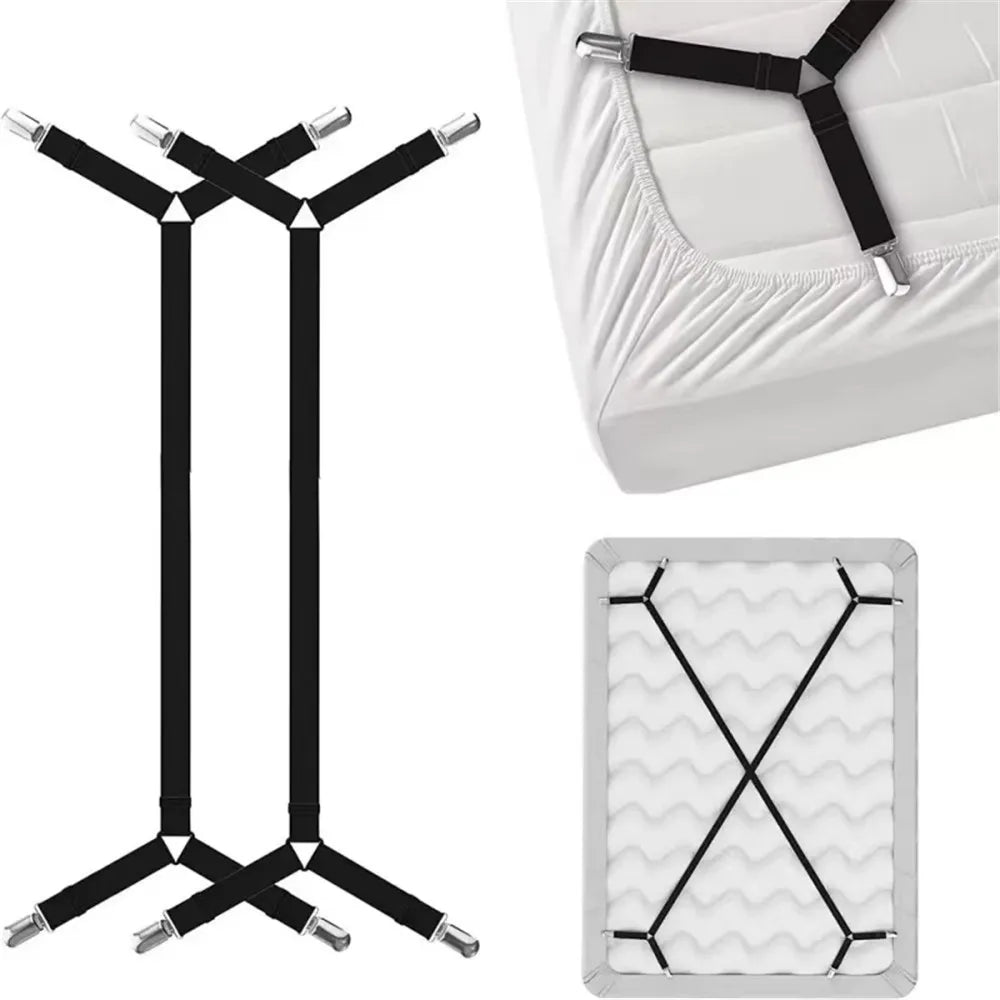 attache matelas clips noirs réglables antidérapants moderne sangles croisées housses canapé draps lit fixations