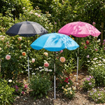 parasol télescopique réglable fibre végétale noir bleu rose vert orange rouge moderne piquet jardin