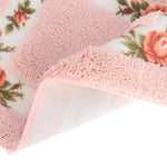 tapis rose fleurs polyester antidérapant classique doux moelleux salle bain vintage