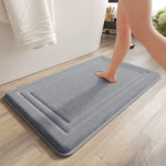 tapis bain doux absorbant non glissant moderne gris texturé relief géométrique duveteux